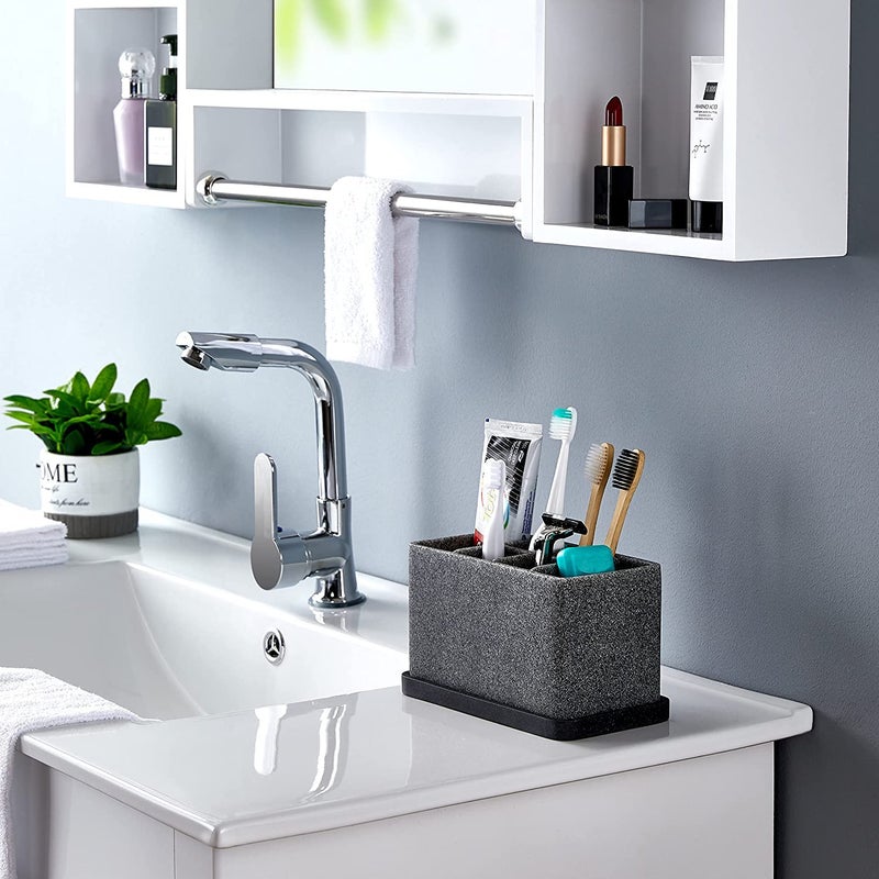 ZCCZ Toothbrush Holder, 6-Slot Bathroom Organizer for Countertop Storage, Holds Toothpaste, Dental Floss, Razor, Comb, Makeup Brushes, and More, Compact Tooth Brushing Stand for Efficient Organization - Image 5